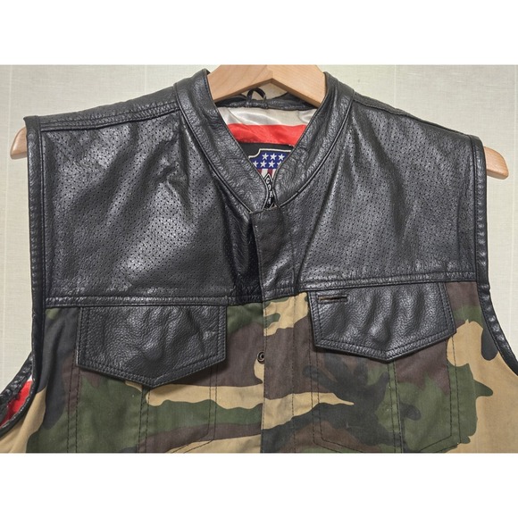 Chopper Kings California Mens Camo Leather Vest Size Meduim- Flaws - Picture 6 of 9